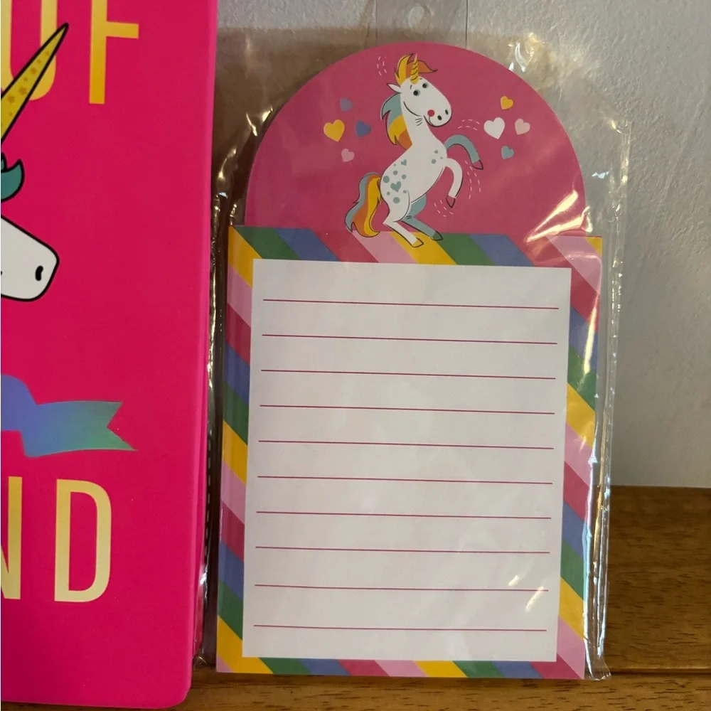 Spiral Notebook Journal ONE OF A KIND Unicorn Pink and Magnetic Notepad Bundle